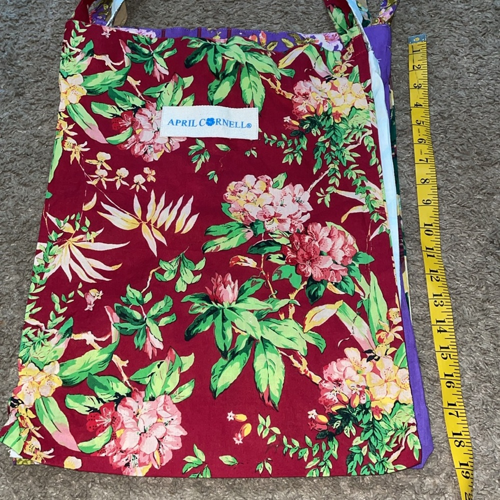 April Cornell 4 cloth floral/market/ library/travel/Vaca/lunch gift bag lot - Picture 8 of 9